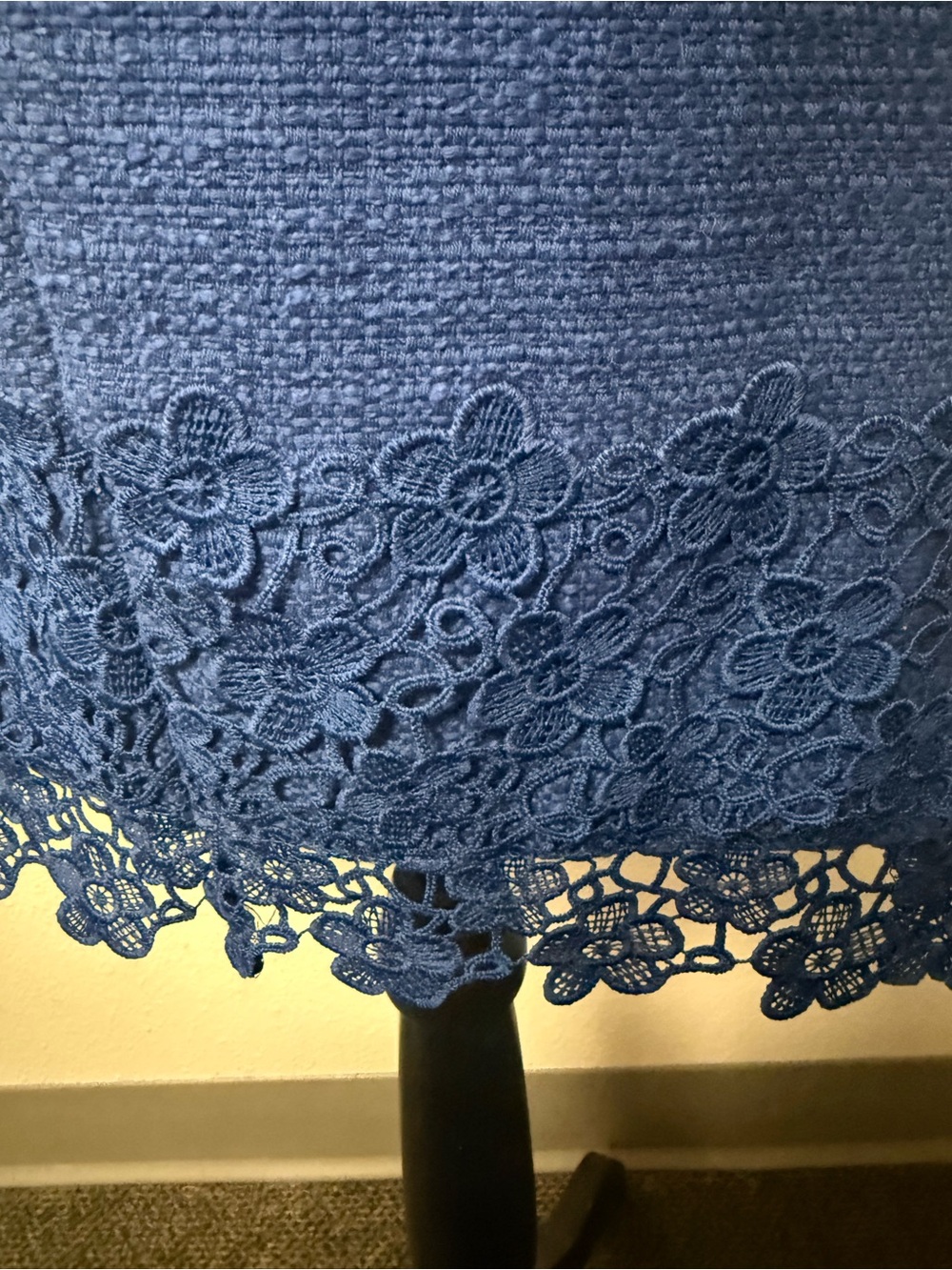 Talbots Blue Lace Hem Pencil Skirt Size 4 Textured Career Office Classic Chic - Picture 4 of 11